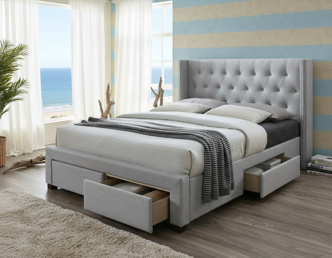 Calista Double Bed with 4 Drawers